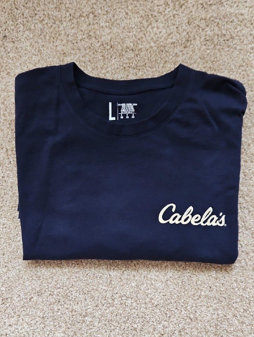 Cabela's Size L Men's Navy Tee with Sunset Deer Graphic On Back - Picture 12 of 12